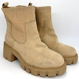Torrid Cream Beige Chunky Platform Ankle Boots - Size 8WW